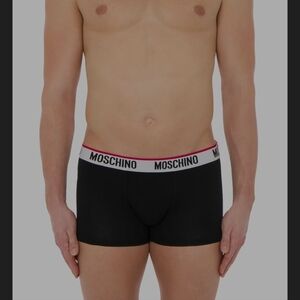Moschino Logo Band Cotton Boxer Briefs Black X- Small